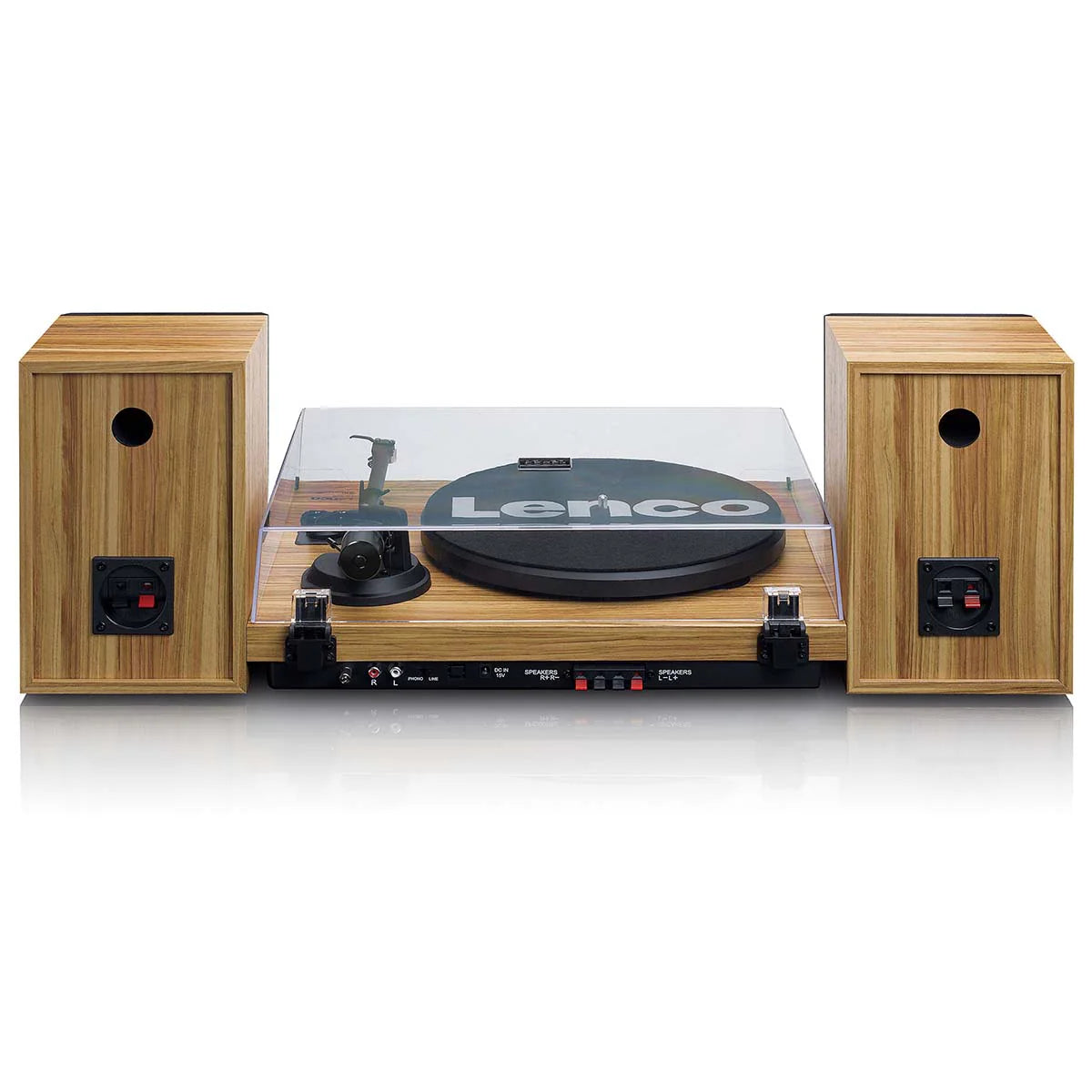 LENCO LS-500OK - Platenspeler met ingebouwde versterker en Bluetooth® plus 2 externe speakers - Hout