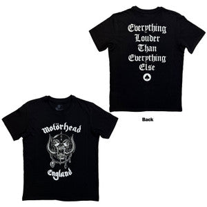 Motorhead Unisex T-Shirt: England (Black) (Back Print)