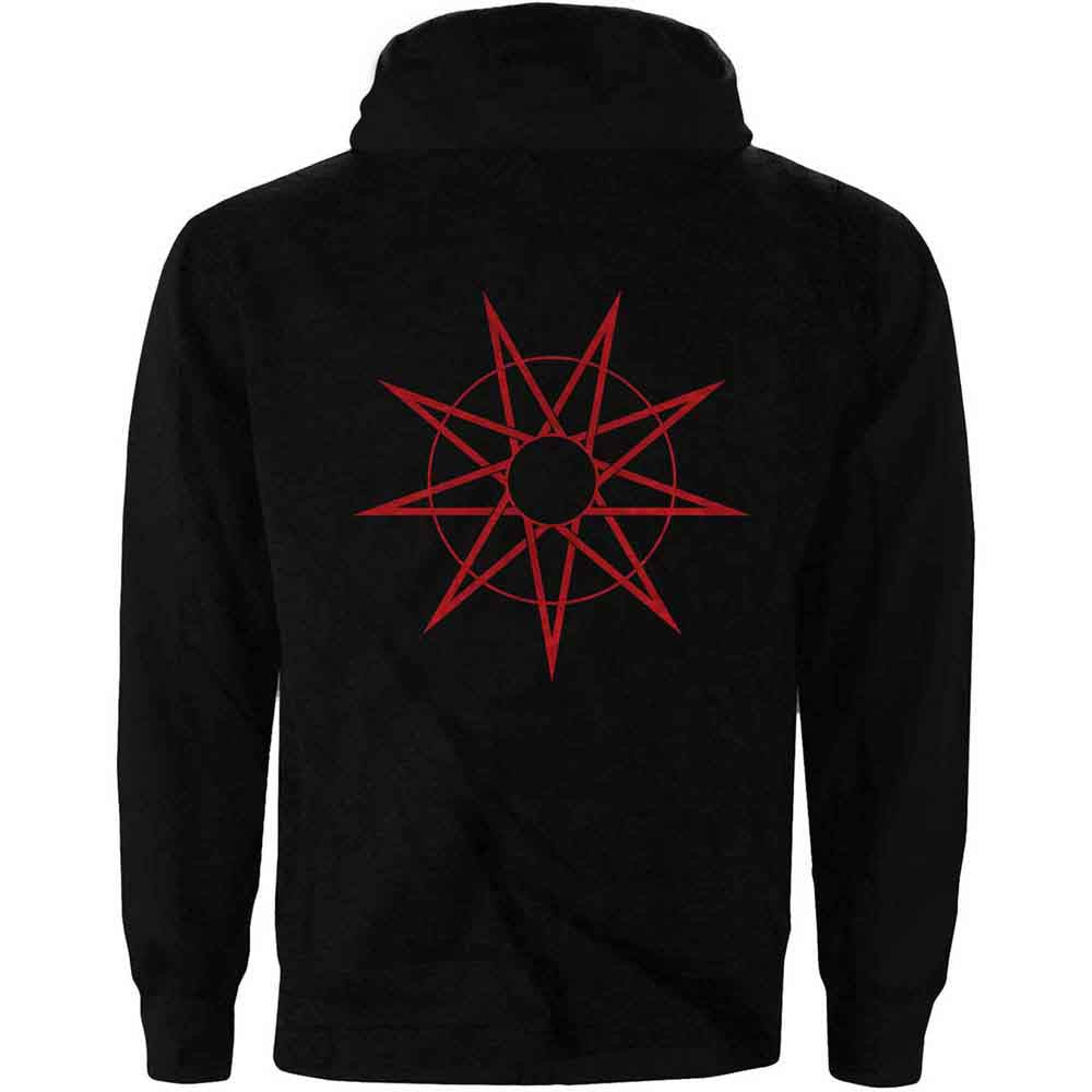 Slipknot Unisex Zipped Hoodie: 9 Point Star (Black) (Back Print)