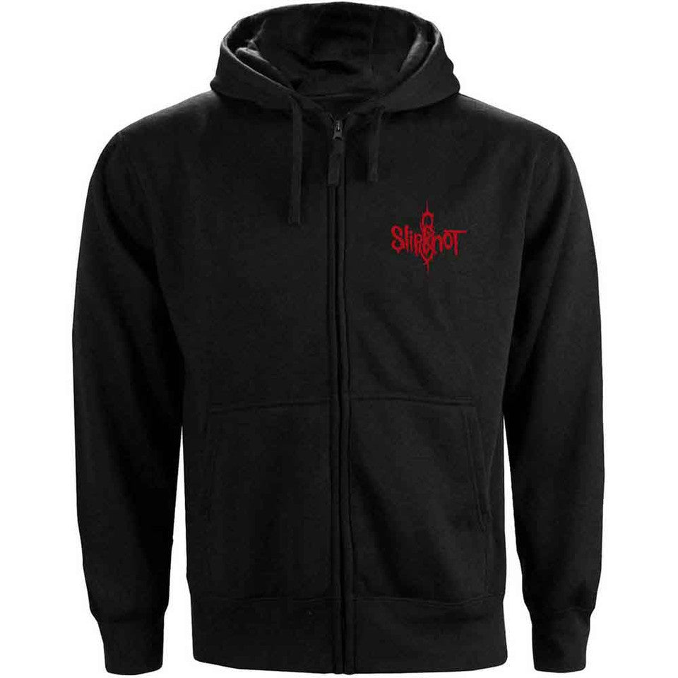 Slipknot Unisex Zipped Hoodie: 9 Point Star (Black) (Back Print)